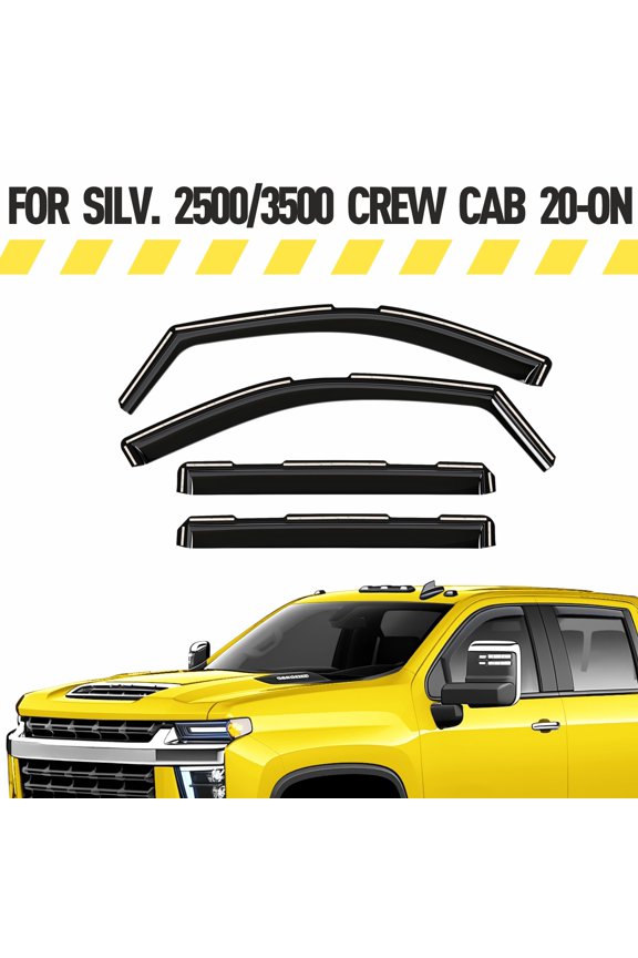 In-Channel Window Deflectors Extra Durable Window Visors Rain Guards Fit for Chevy Silverado/Sierra 2500HD/3500HD 2020-2026 Crew Cab,Sun Visors,Wind Vent Visors,Car Accessories-4pcs. AG0141