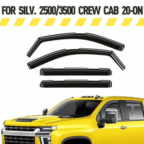 AEROGUYS In-Channel Window Deflectors Extra Durable Window Visors Rain Guards Fit for Chevy Silverado/Sierra 2500HD/3500HD 2020-2026 Crew Cab,Sun Visors,Wind Vent Visors,Car Accessories-4pcs. AG0141