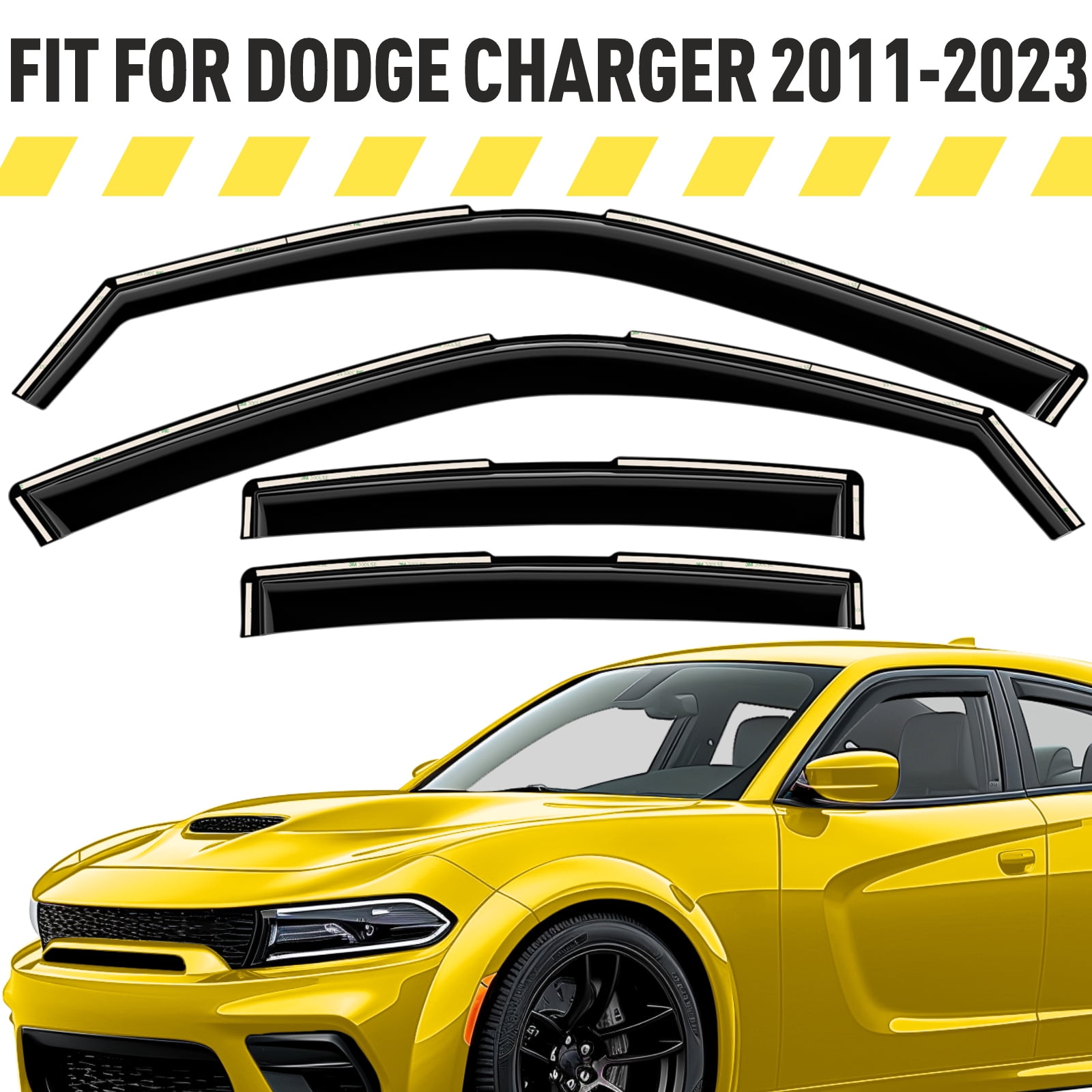 AEROGUYS In-Channel Window Deflectors Extra Durable Window Visors Rain Guards Fit for Dodge Charger 2011-2023, Sun Visors, Wind Vent Visors, Car Accessories - 4 pcs. AG0716