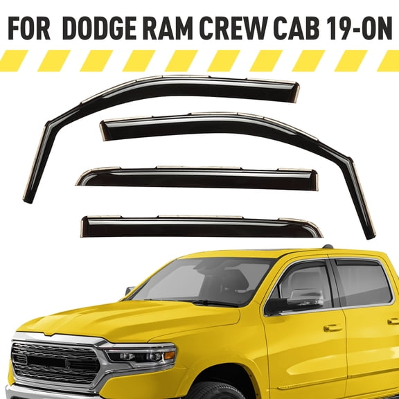 AEROGUYS In-Channel Window Deflectors Extra Durable Window Visors Rain Guards Fit for Dodge Ram 1500 2019-2026 Crew Cab, Sun Visors, Wind Deflectors, Vent Visors, Truck Accessories - 4pcs. AG0032