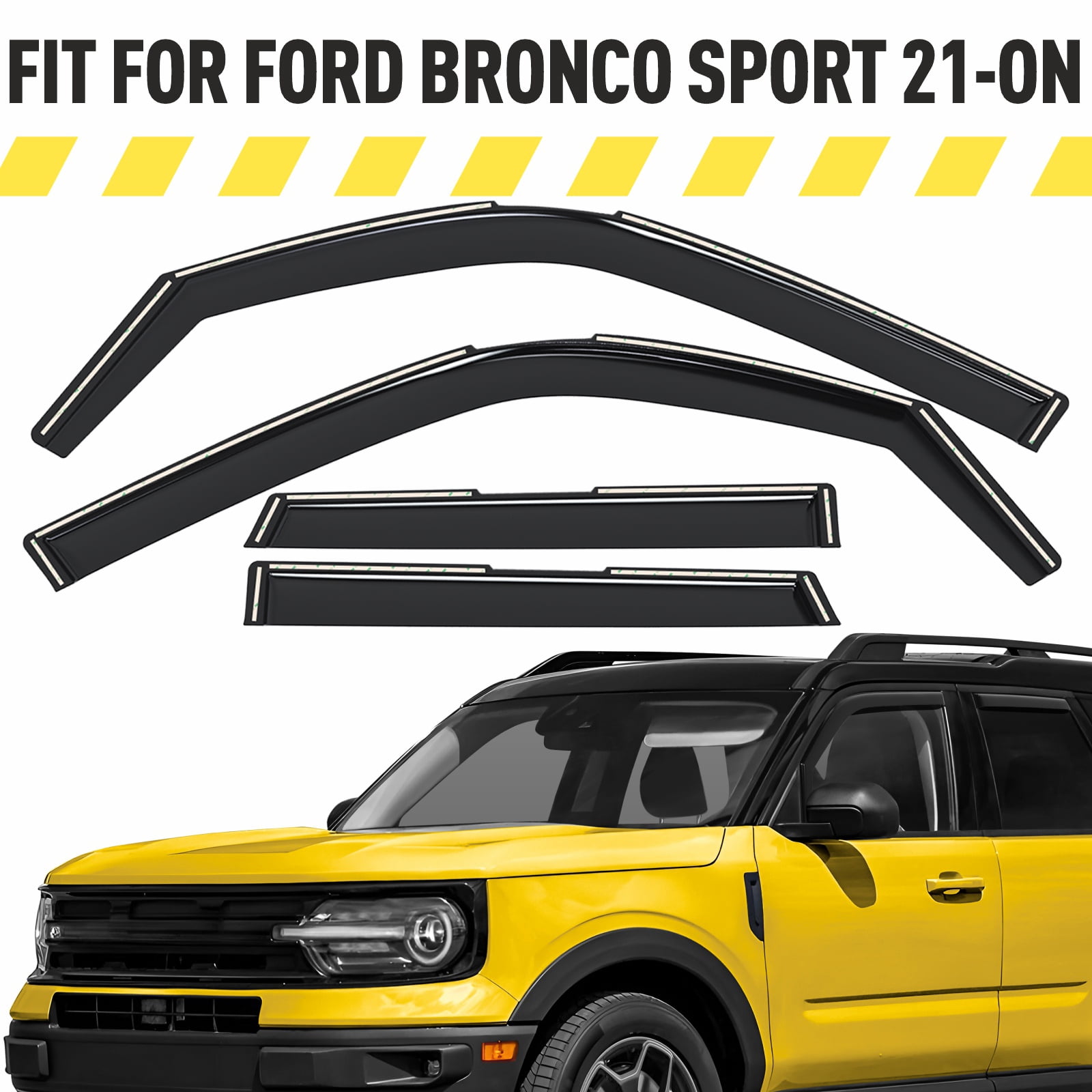 AEROGUYS In-Channel Window Deflectors Extra Durable Window Visors Rain Guards Fit for Ford Bronco Sport 2021-2026, Sun Visors, Wind Vent Visors, Car Accessories - 4 pcs. AG0719
