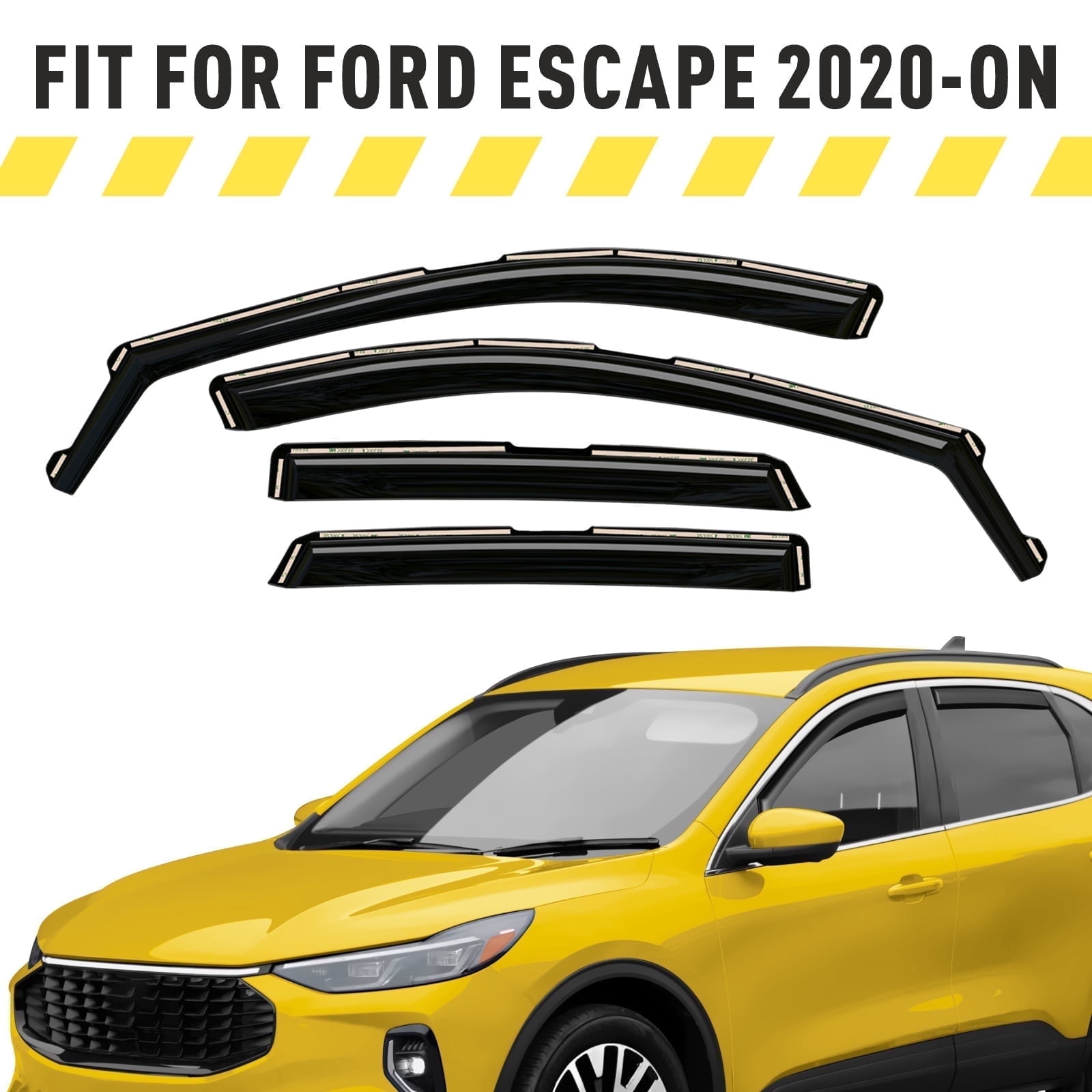 AEROGUYS In-Channel Window Deflectors Extra Durable Window Visors Rain Guards Fit for Ford Escape 2020-2026, Sun Visors, Wind Deflectors, Vent Visors, Car Accessories - 4pcs. AG0038