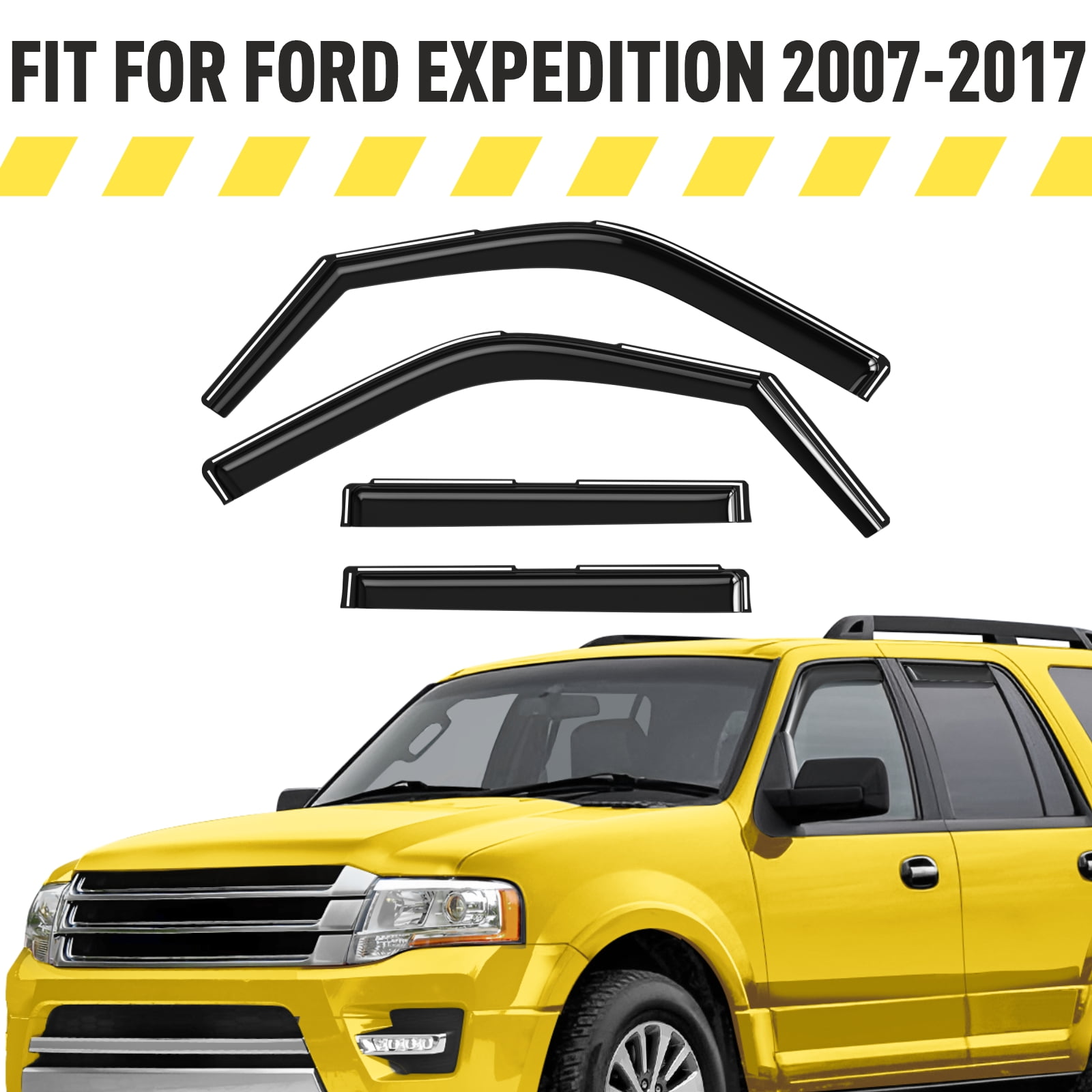 AEROGUYS Extra Durable Window Deflectors In-Channel Window Visors Rain Guards Fit for Ford Expedition 2007-2017, Sun Visors, Wind Vent for Shades, Exterior Car Accessories - 4pcs. AG0456