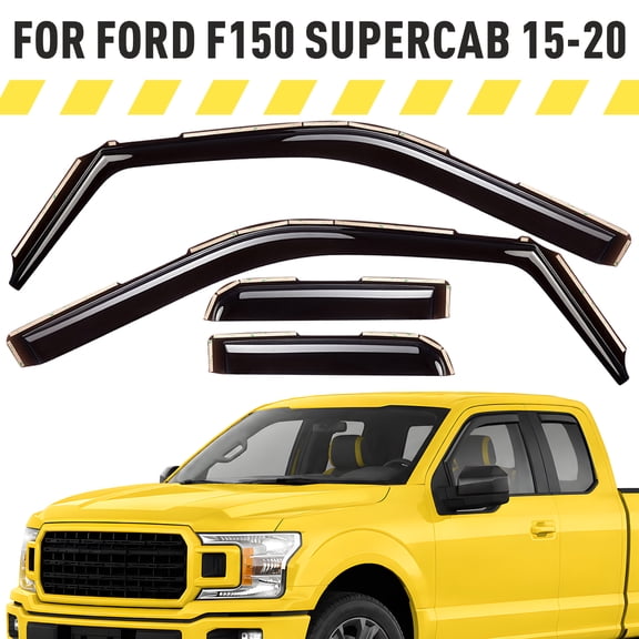 AEROGUYS In-Channel Window Deflectors Extra Durable Window Visors Rain Guards Fit for Ford F-150 2015-2020 SuperCab, Sun Visors, Wind Deflectors, Vent Visors, Truck Accessories - 4pcs. AG0048