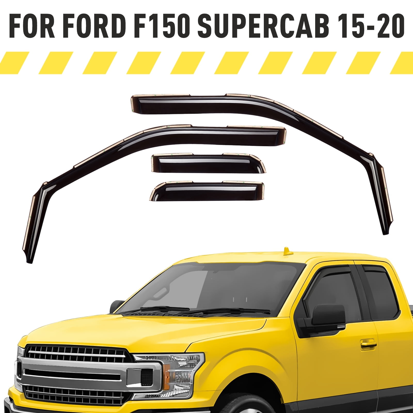 AEROGUYS In-Channel Window Deflectors Extra Durable Window Visors Rain Guards Fit for Ford F-150 2015-2020 SuperCab, Sun Visors, Wind Deflectors, Vent Visors, Truck Accessories - 4pcs. AG0048