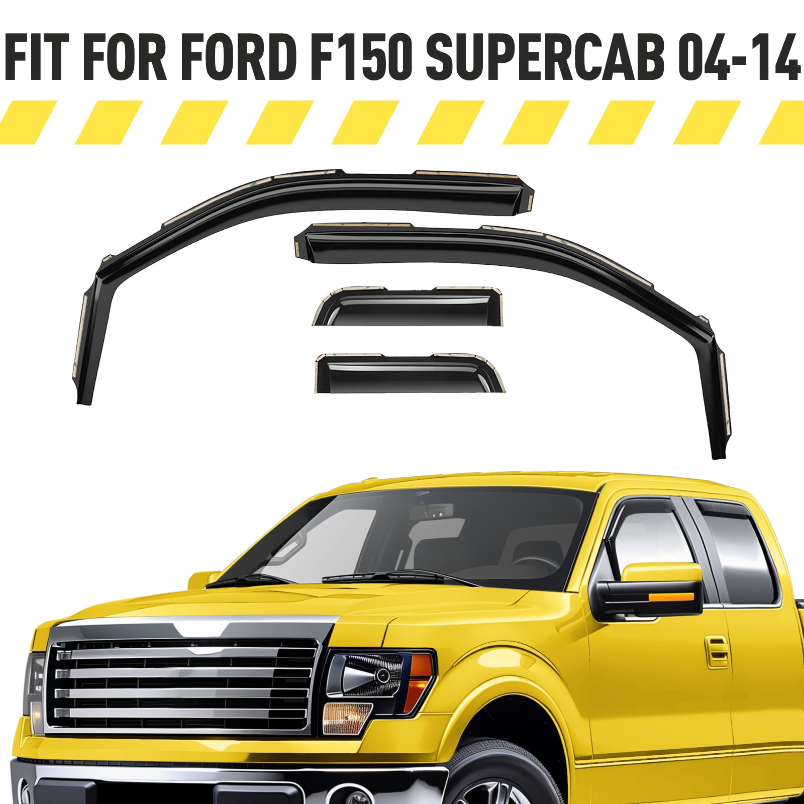 AEROGUYS In-Channel Window Deflectors Extra Durable Window Visors Rain Guards Fit for Ford F150 2004-2014 SuperCab, Sun Visors, Wind Vent Visors, Window vent shades, Car Accessories - 4 pcs. AG0647