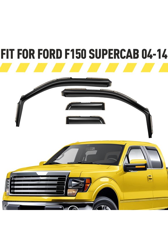 In-Channel Window Deflectors Extra Durable Window Visors Rain Guards Fit for Ford F150 2004-2014 SuperCab, Sun Visors, Wind Vent Visors, Window vent shades, Car Accessories - 4 pcs. AG0647