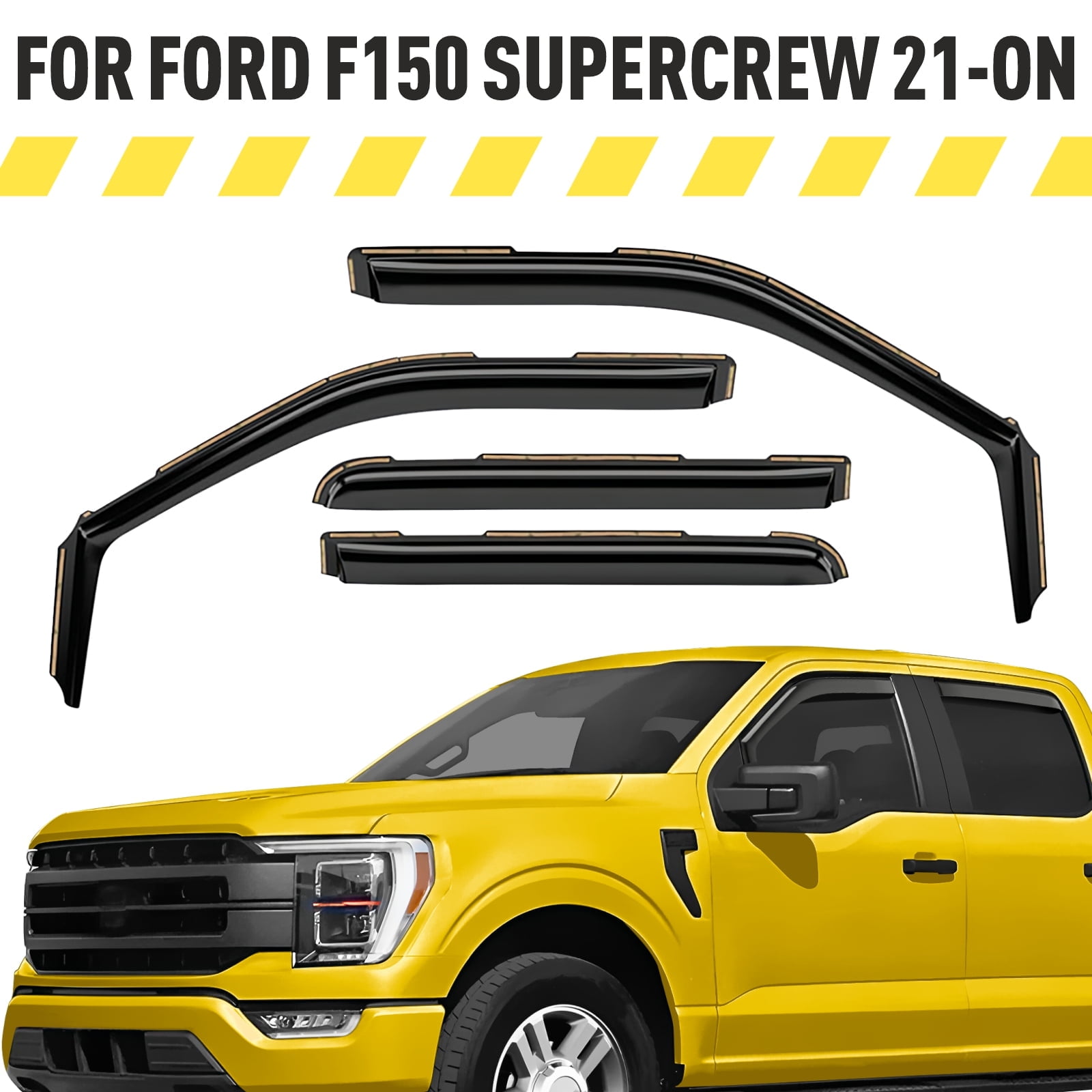 AEROGUYS In-Channel Window Deflectors Extra Durable Window Visors Rain Guards Fit for Ford F150 2021-2026 SuperCrew, Sun Visors, Wind Vent Visors, Window Vent Shades, Car Accessories - 4 pcs. AG0648