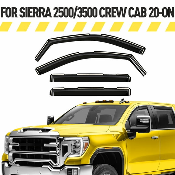 AEROGUYS In-Channel Window Deflectors Extra Durable Window Visors Rain Guards Fit for GMC Sierra 2500HD/3500HD 2020-2026 Crew Cab, Sun Visors, Wind Vent Visors, Car Accessories - 4pcs. AG0204