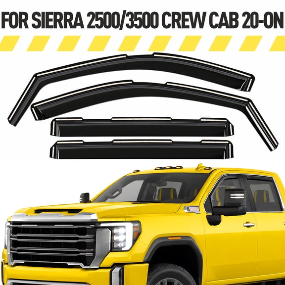 AEROGUYS In-Channel Window Deflectors Extra Durable Window Visors Rain Guards Fit for GMC Sierra 2500HD/3500HD 2020-2026 Crew Cab, Sun Visors, Wind Vent Visors, Car Accessories - 4pcs. AG0204