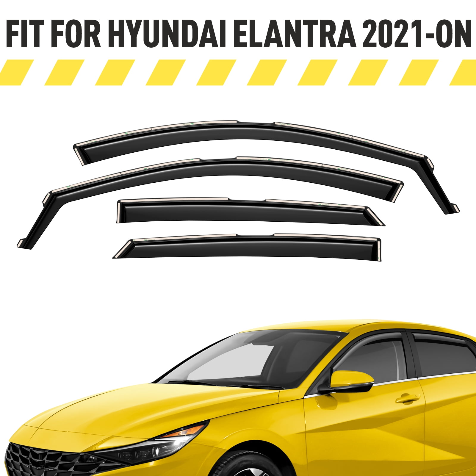 AEROGUYS In-Channel Window Deflectors Extra Durable Window Visors Rain Guards Fit for Hyundai Elantra 2021-2024, Sun Visors, Wind Deflectors, Vent Visors, Car Accessories - 4pcs. AG0502