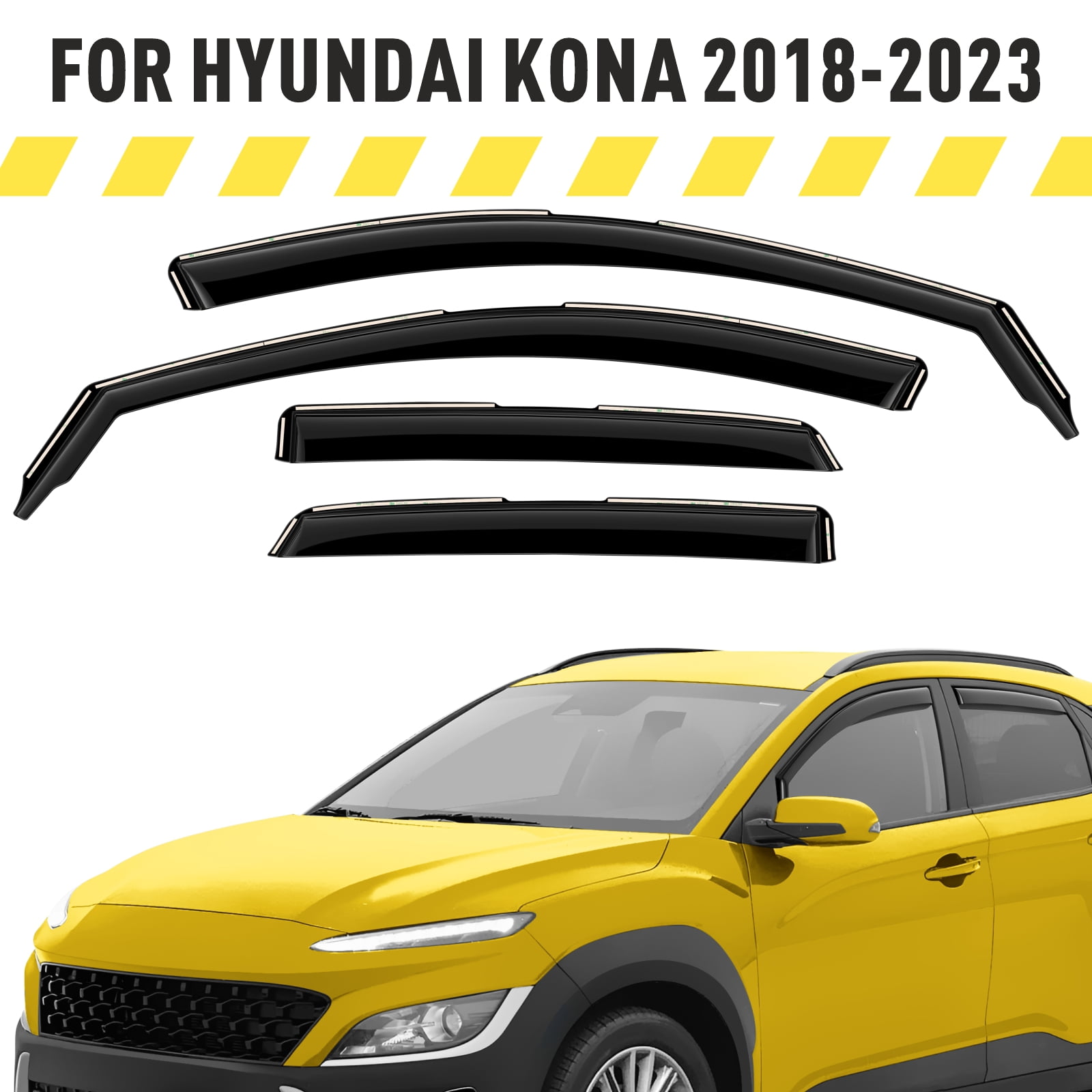 AEROGUYS In-Channel Window Deflectors Extra Durable Window Visors Rain Guards Fit for Hyundai Kona 2018-2023, Sun Visors, Wind Vent Visors, Car Accessories - 4 pcs. AG0726