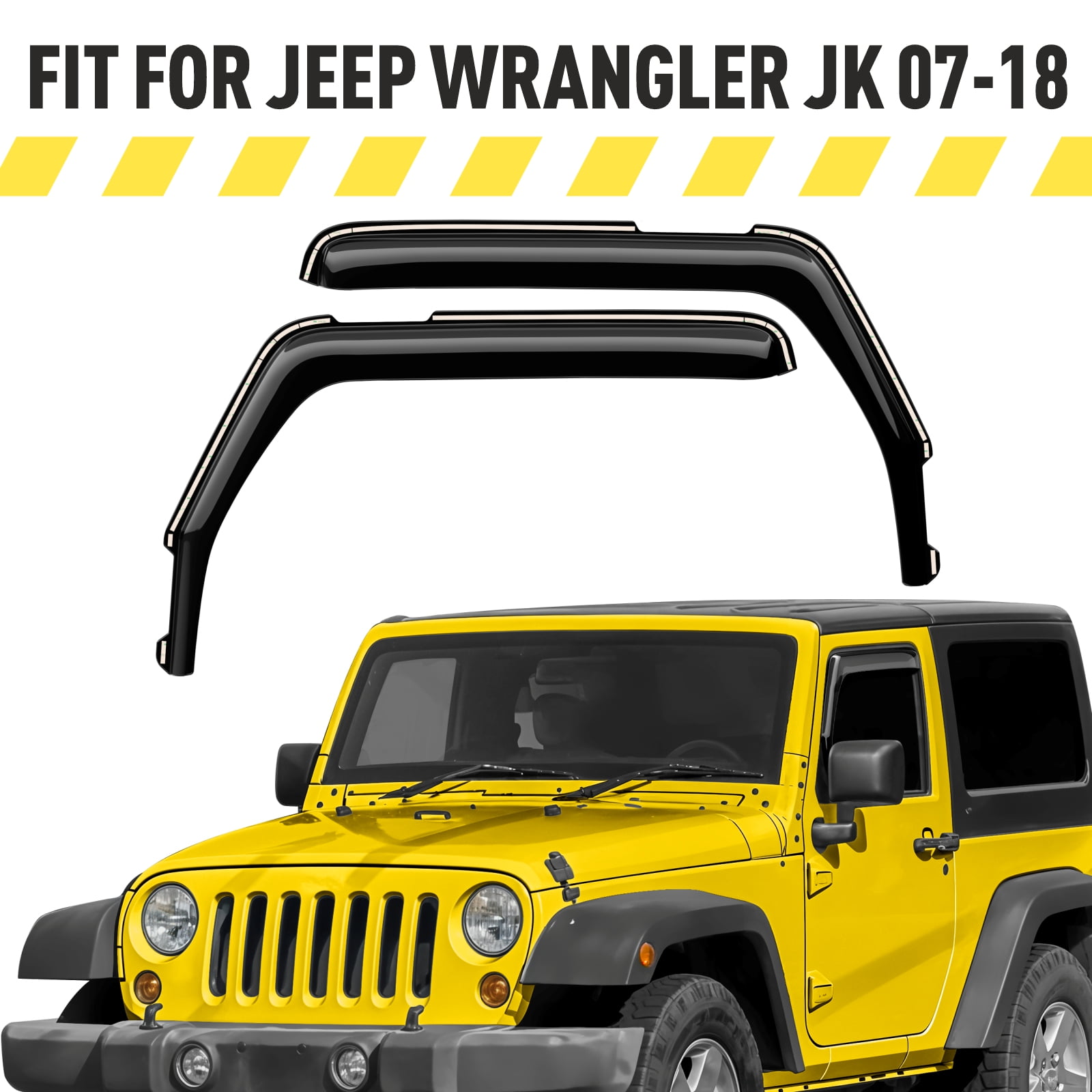 AEROGUYS In-Channel Window Deflectors Extra Durable Window Visors Rain Guards Fit for Jeep Wrangler JK 2-door 2007-2018, Sun Visors, Wind Vent Visors, Truck Accessories- 2pcs. AG0160