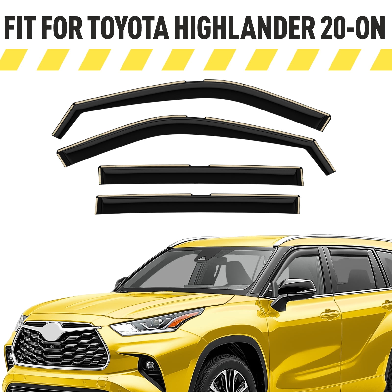 AEROGUYS In-Channel Window Deflectors Extra Durable Window Visors Rain Guards Fit for Toyota Highlander 2020-2026, Sun Visors, Wind Vent Visors, Car Accessories - 4 pcs. AG0738