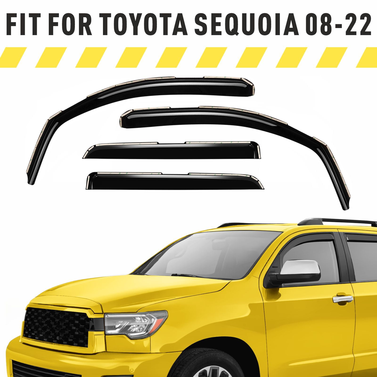 AEROGUYS In-Channel Window Deflectors Extra Durable Window Visors Rain Guards Fit for Toyota Sequoia 2008-2022, Sun Visors, Wind Vent Visors, Car Accessories - 4 pcs. AG0514