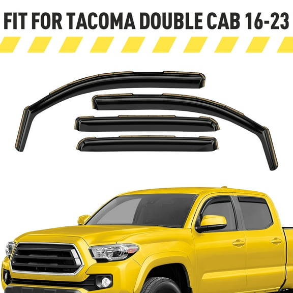 AEROGUYS In-Channel Window Deflectors Extra Durable Window Visors Rain Guards Fit for Toyota Tacoma 2016-2023 Double Cab, Sun Visors, Wind Deflectors, Vent Visors, Truck Accessories - 4pcs. AG0529