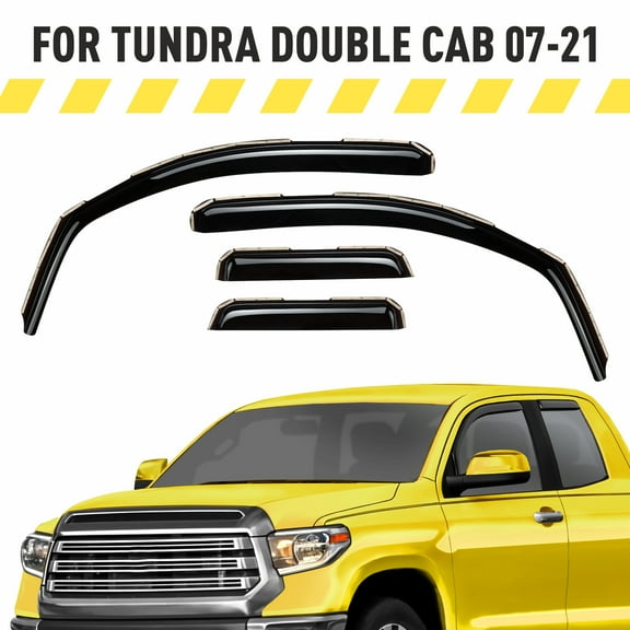 AEROGUYS In-Channel Window Deflectors Extra Durable Window Visors Rain Guards Fit for Toyota Tundra 2007-2021 Double Cab, Sun Visors, Wind Deflectors, Vent Visors, Truck Accessories - 4pcs. AG0130