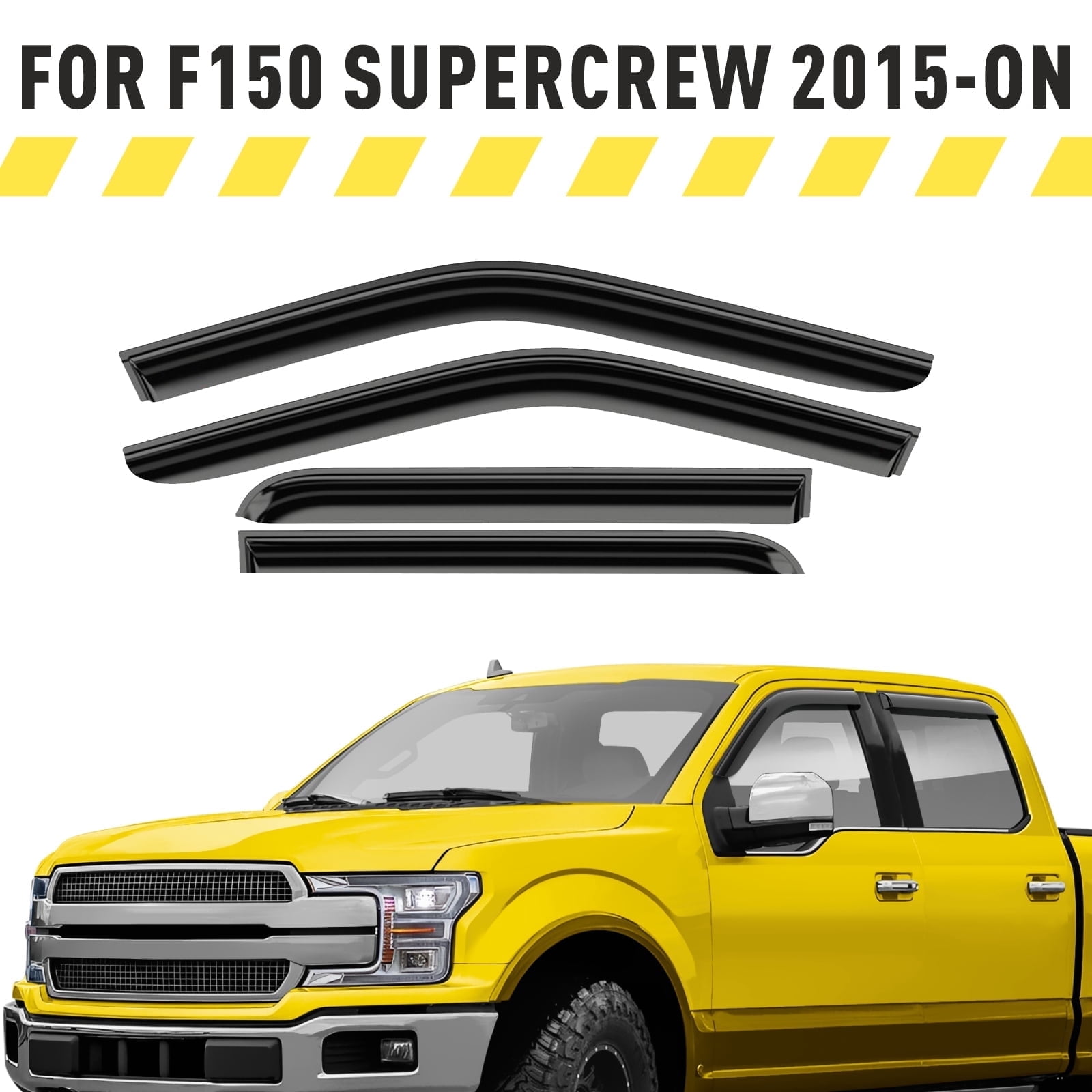 AEROGUYS Tape-On Window Deflectors Extra Durable Window Rain Guards Fit for Ford F-150 2015-2026 SuperCrew, Sun Visors, Wind Deflectors,Vent Visors,Truck Accessories - 4pcs. AG0050