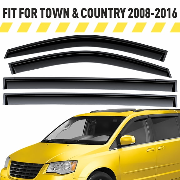 AEROGUYS Tape-On Window Deflectors Extra Durable Window Visors Rain Guards Compatible with Chrysler Town and Country 2008-2016, Sun Visors, Wind Vent Visors, Car Accessories - 4 pcs. AG0196