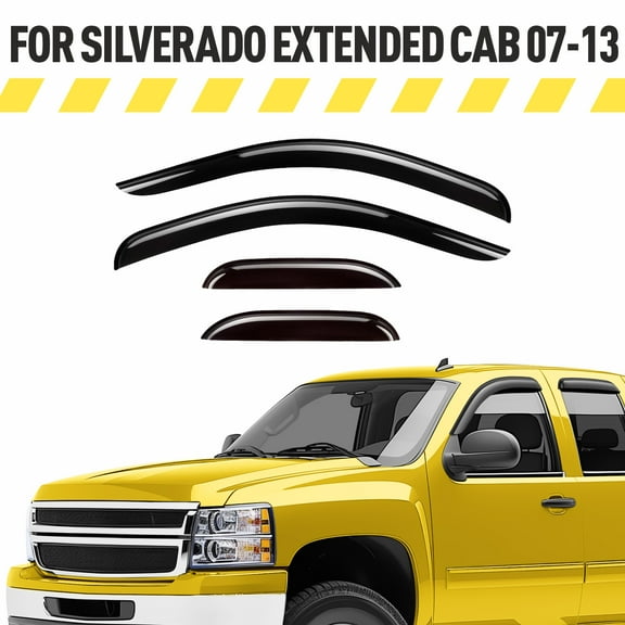AEROGUYS Tape-On Window Deflectors Extra Durable Window Visors Rain Guards Fit for Chevrolet (Chevy) Silverado 1500 2007-2013 Extended Cab, Sun Visors, Wind Vent Visors, Truck Accessories-4pcs AG0014