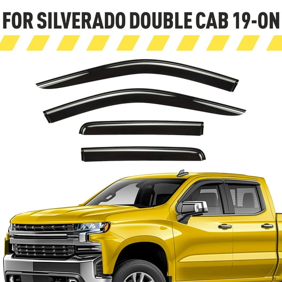 AEROGUYS Tape-On Window Deflectors Extra Durable Window Visors Rain Guards Fit for Chevrolet (Chevy) Silverado 1500 2019-2026 Double Cab, Sun Visors,Wind Vent Visors,Truck Accessories - 4 pcs. AG0024