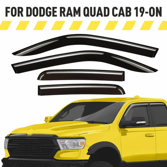 AEROGUYS Tape-On Window Deflectors Extra Durable Window Visors Rain Guards Fit for Dodge Ram 1500 2019-2024 Quad Cab, Sun Visors, Wind Deflectors, Vent Visors, Truck Accessories - 4 pcs. AG0035