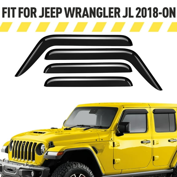 AEROGUYS Tape-On Window Deflectors Extra Durable Window Visors Rain Guards Fit for Jeep Wrangler 2018-2026 JL/Gladiator 2020-2026,Sun Visors, Wind Deflectors,Vent Visors,Car Accessories - 4pcs AG0085