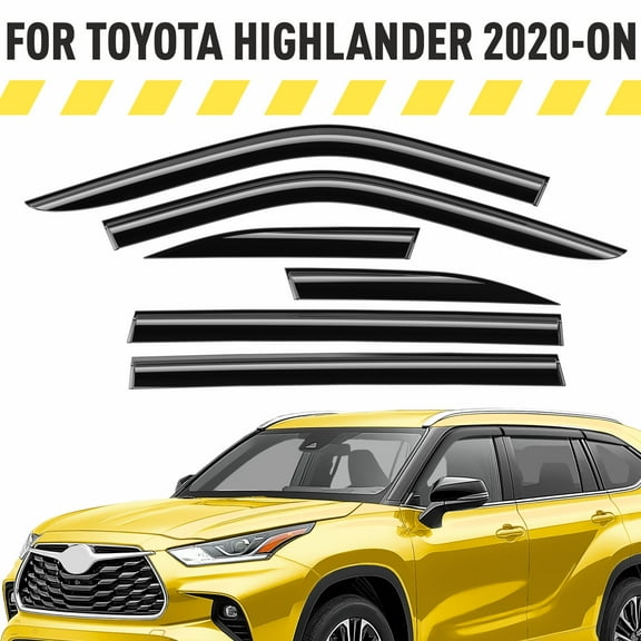 AEROGUYS Tape-On Window Deflectors Extra Durable Window Visors Rain Guards Fit for Toyota Highlander 2020-2026, Sun Visors, Wind Vent Visors, Car Accessories - 6 pcs. AG0739