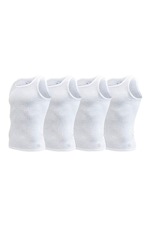 AEROPOSTALE Mens 4 Pack Contour Fit Mens A-Shirt Tank top (Large, White)