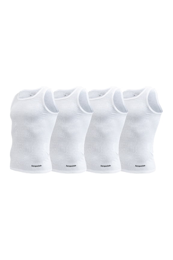 AEROPOSTALE Mens 4 Pack Contour Fit Mens A-Shirt Tank top (Medium, White)
