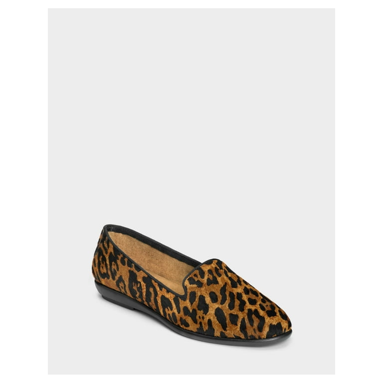 AEROSOLES Womens Brown Leopard Print Cushioned Comfort Betunia Wedge Slip On Loafers 10 W