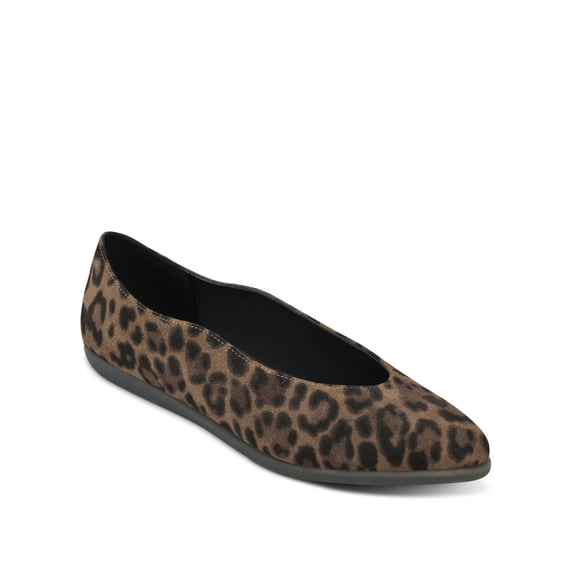 AEROSOLES Womens Brown Leopard Print Padded Virona Almond Toe Wedge Slip On Leather Flats Shoes 8 M