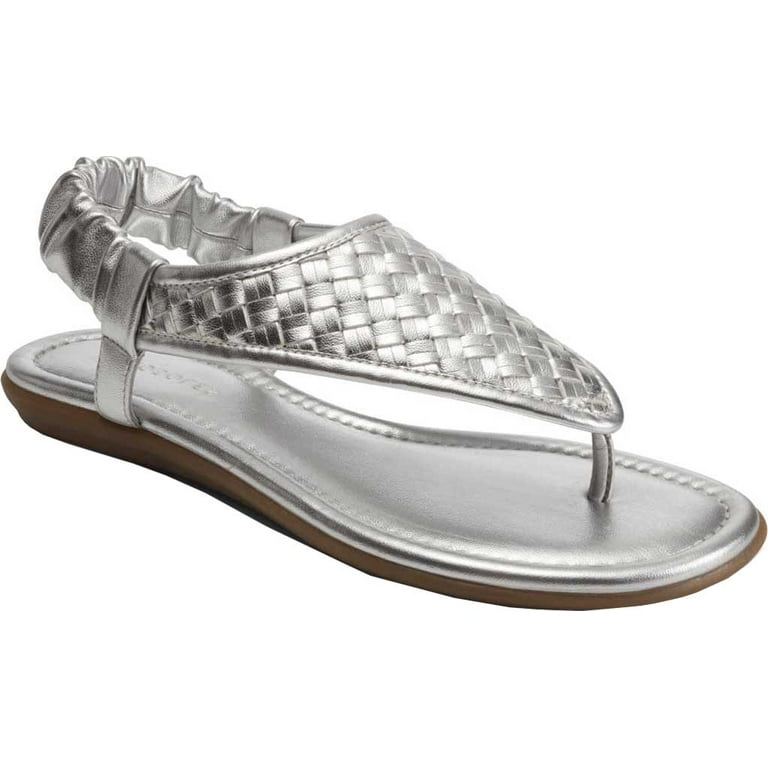AEROSOLES Womens Silver Cushioned Ruched Chester Round Toe Slip On