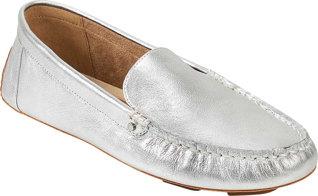 AEROSOLES Womens Silver Cushioned Studded Bleeker Round Toe Slip On Dress Loafers Shoes 5.5 M