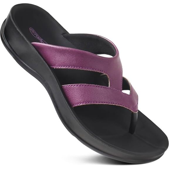 AEROTHOTIC Arch Supportive Strappy Orthotic Comfortable Flip Flops Cushion Soft Toe Post Non-Slip Summer Casual Travel Walking Thong Sandals Women Beach Essentials