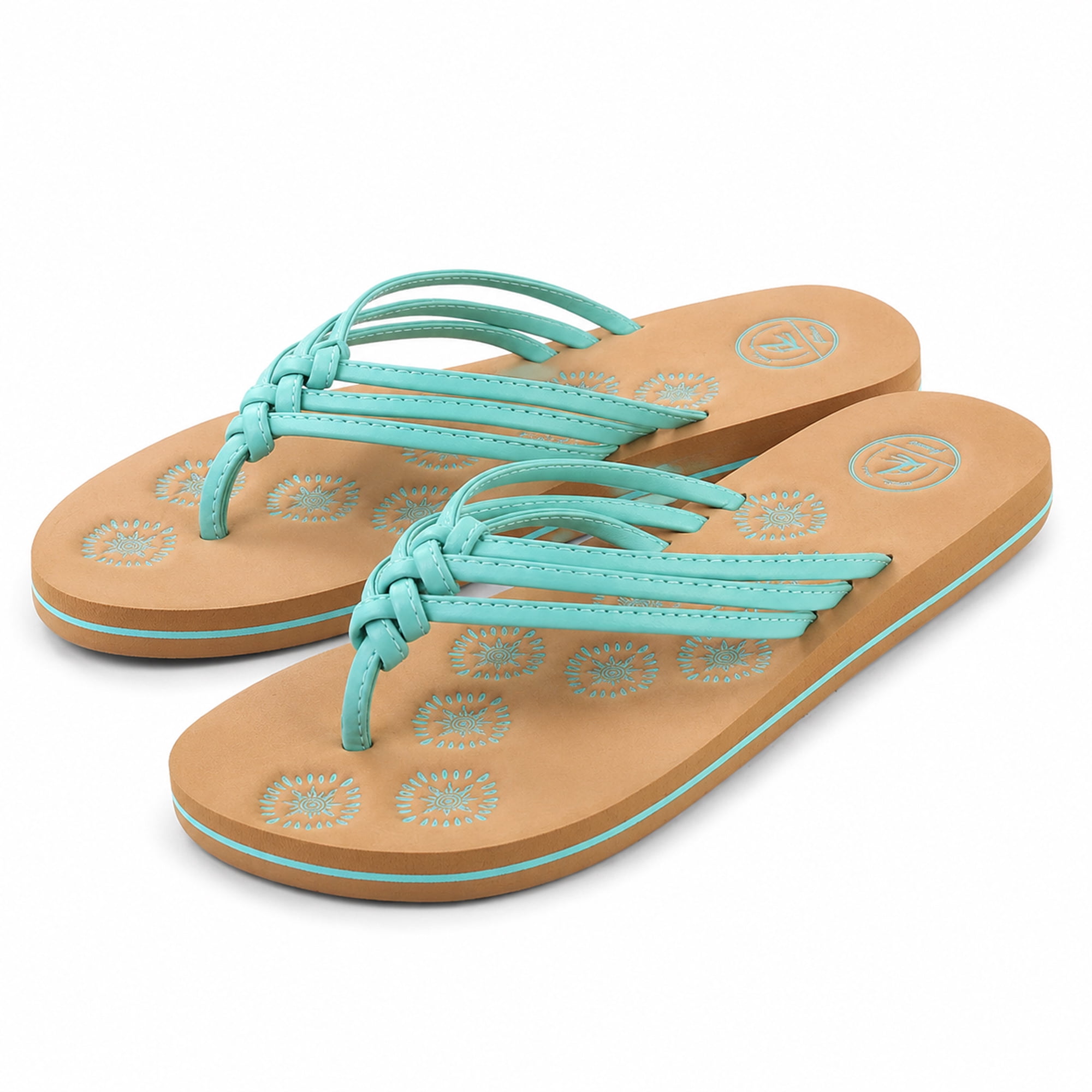 AERUSI Livi Life Women's Indoor or Outdoor Casual Walking Flip Flop Sandals (Aqua)