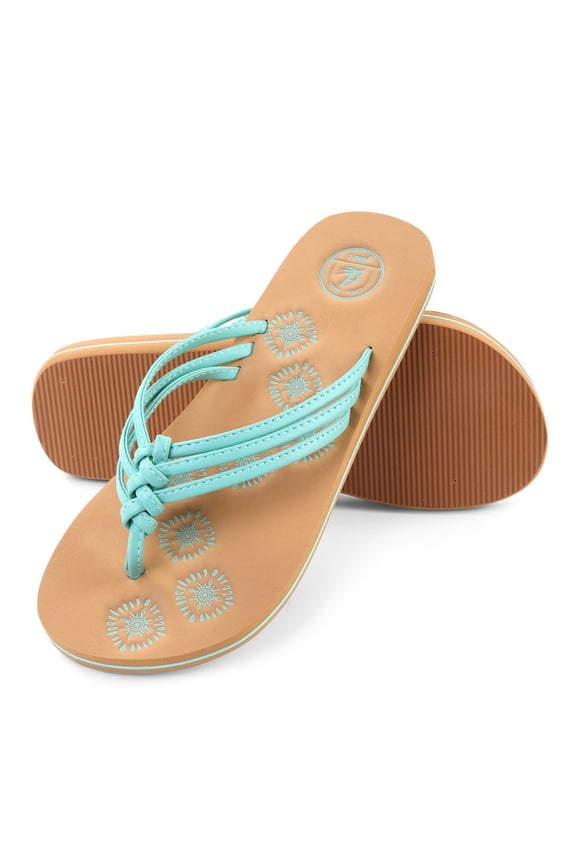 Livi Life Women's Indoor or Outdoor Casual Walking Flip Flop Sandals (Aqua)