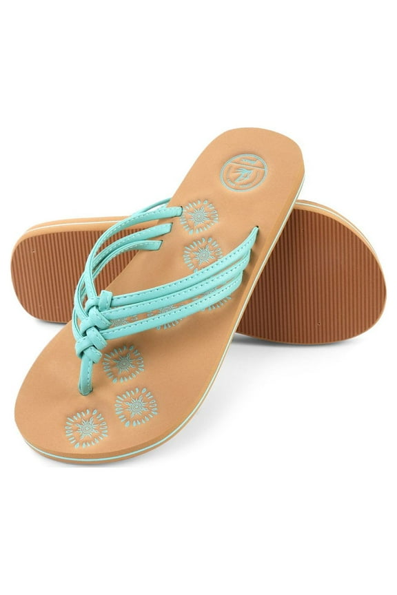 Livi Life Women's Indoor or Outdoor Casual Walking Flip Flop Sandals (Aqua)