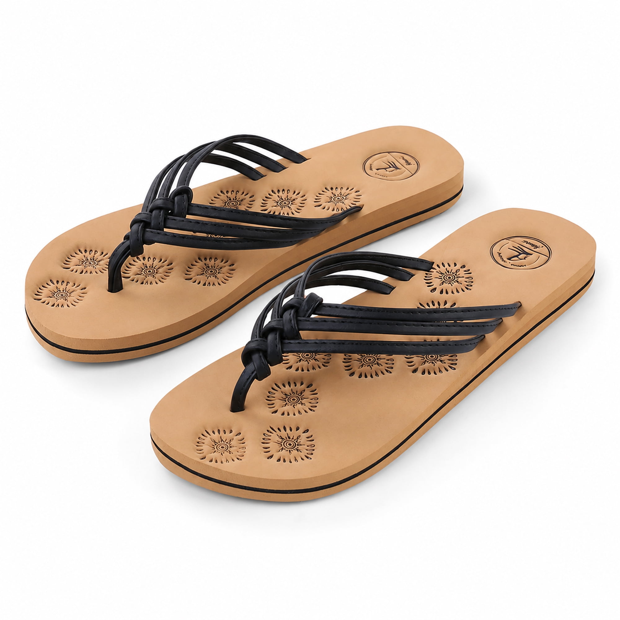 AERUSI Livi Life Women's Indoor or Outdoor Casual Walking Flip Flop Sandals (Black)