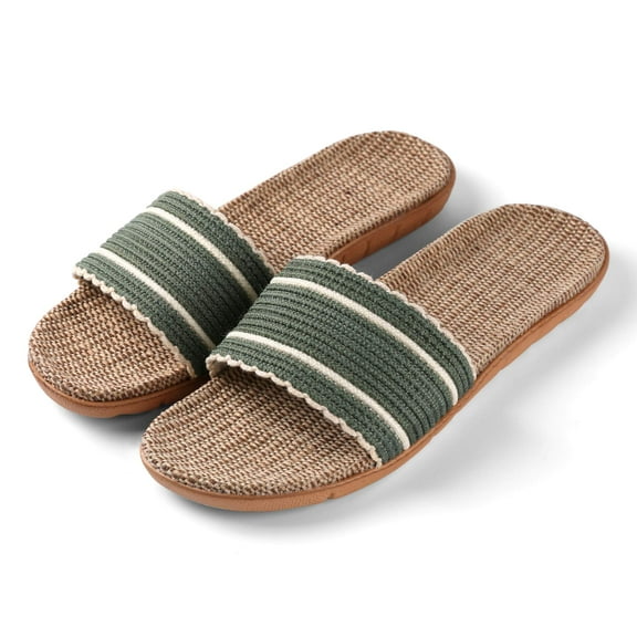 AERUSI Women's Loki Slide Classic Style Slip On Straw Sandals