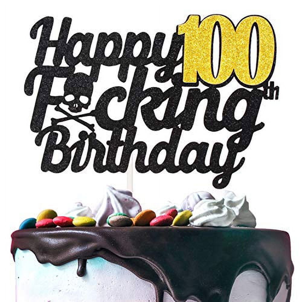 AERZETIX Happy 100th Birthday Cake Topper Black Gold Glitter Funny Birthday  100 Years Old Bday Party Decoration Sign for Women Men 