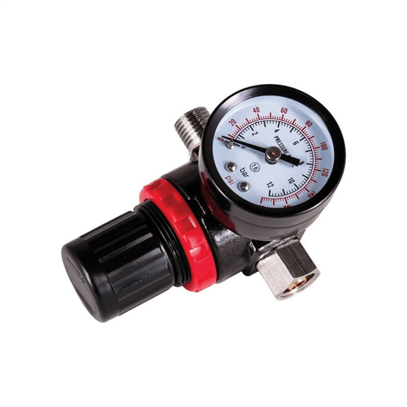 AES Industries 875 Mini Diaphragm Air Regulator with Gauge, 1/4 in MNPT Inlet, 1/4 in FNPT Outlet, 180 psi