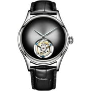 AESOP Analog Mechanical Hand-Wind Wrist Watch Mens Stainless Steel and Leather Sapphire Male Skeleton Real Tourbillon Leopard Eye Clock Waterproof Luminous