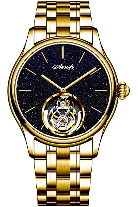 Classic Real Tourbillon Skeleton Hand-Wind Mechanical Wrist Watch Men Sapphire Crystal Manual Wind Business Dress Clock Man Stainless Steel Leather Strap Sand Stone Dial Wristwatches
