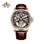 AESOP Flying Tourbillon Mechanical Watch For Men Skeleton Tourbillon Movement Fashion Wrist Watches Mens Luxury Sapphire MirrorH