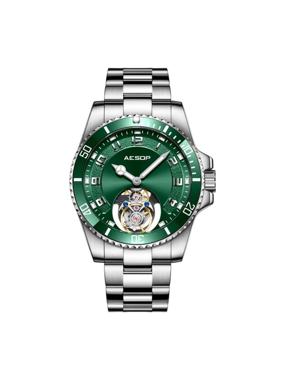 Flying Tourbillon Mechanical Wristwatch for Men Skeleton Sapphire Clock Stainless Steel 5Bar Waterproof Male Watches 2025A