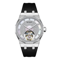 AESOP Flying Tourbillon Skeleton Diamond Dial Mechanical Hand Wind Wrist Watch Men Sapphire Crystal Business Double-sided Hollow Waterproof Clock Man Luminous Steel Rubber Wristwatch