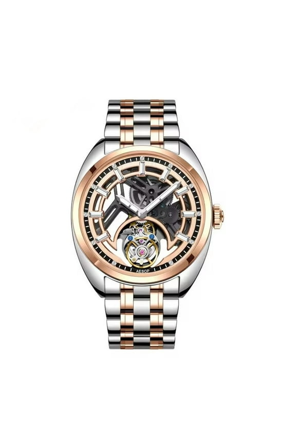 Flying Tourbillon Skeleton Mechanical Hand Wind Wrist Watch Men Sapphire Crystal Diamond Business Double-sided Hollow Waterproof Clock Man Luminous Steel Leather Wristwatch