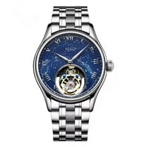 AESOP Flying Tourbillon Skeleton Mechanical Hand Wind Wrist Watch Men Sapphire Crystal Diamond Business Double-sided Hollow Waterproof Clock Man Luminous Steel Leather Starry Wristwatch