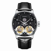 AESOP Luxury Dual Tourbillon Mechanical Wristwatches Men Sapphire Glass Leather Strap Gentleman Skeleton Hollow Waterproof Watch